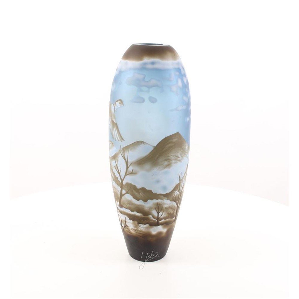 EEN CAMEO GLASVAAS- WINTERLANDSCHAP-vaas-deco - Afbeelding 2