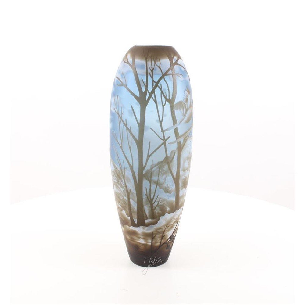EEN CAMEO GLASVAAS- WINTERLANDSCHAP-vaas-deco - Afbeelding 3