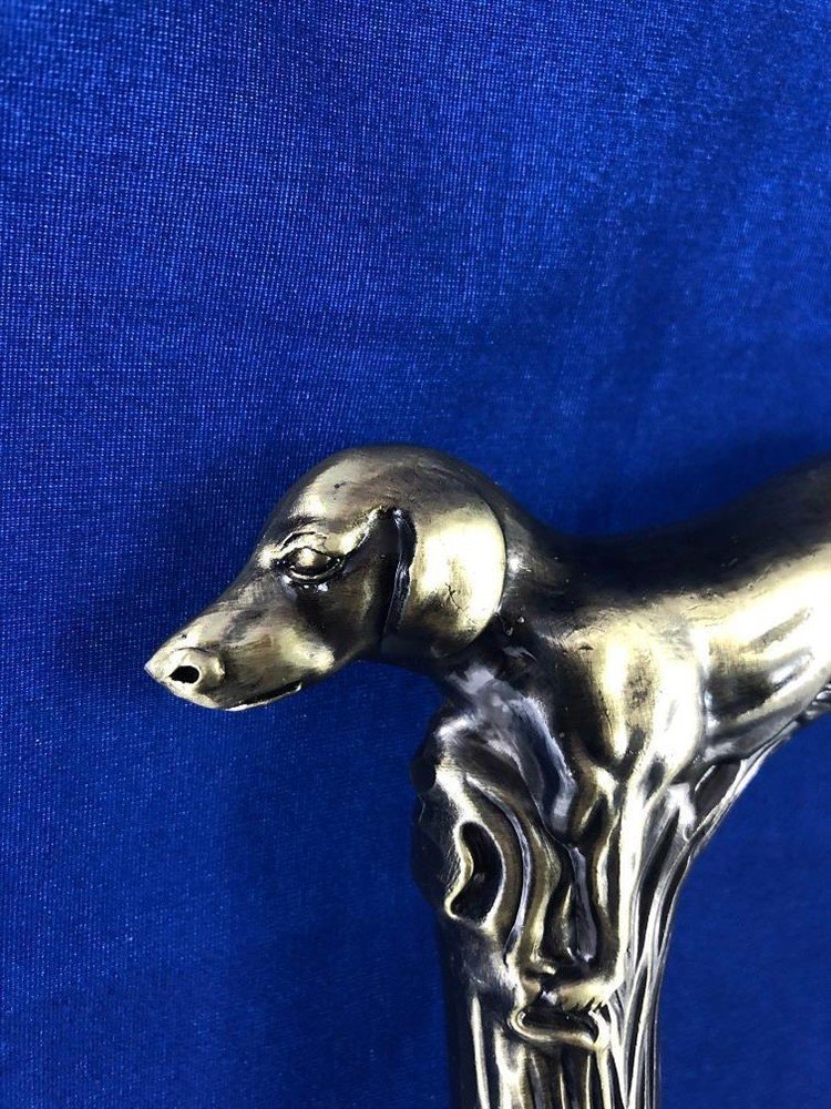 Wandelstok aluminium steel met messing hond handvat. - Afbeelding 3