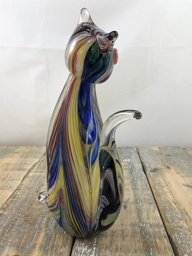 Murano glazen beeld van een zittende kat - kado - Afbeelding 5
