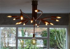 Koperen design lamp, plafond lamp - boven eettafel, exclusief