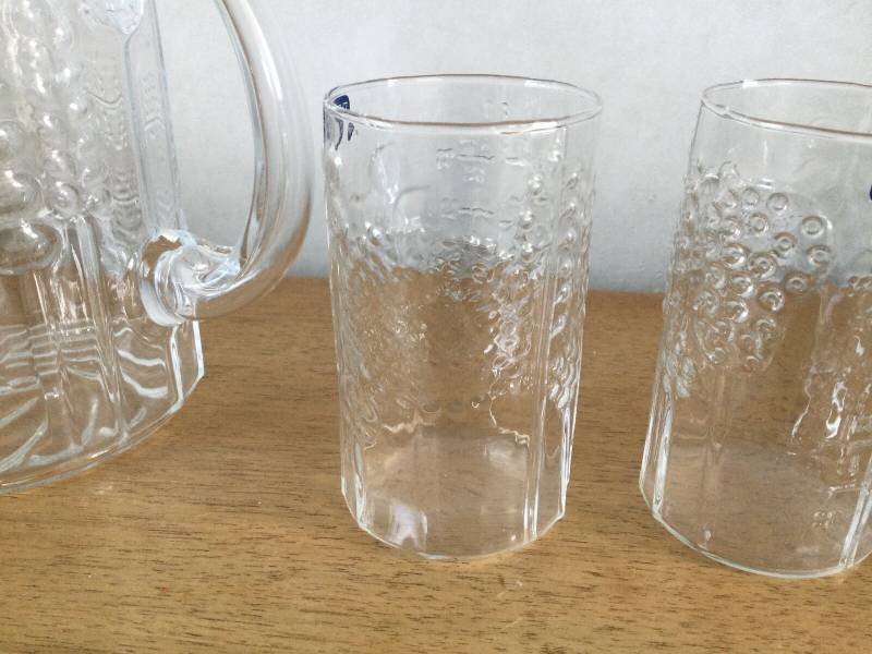 VERKOCHT ❤️ Arabia Oiva Toikka waterkan + glazen, decor Flora, vintage - Afbeelding 2