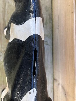 Koe beeld, sculptuur metalen zwart bont koe, spaarpot - 3