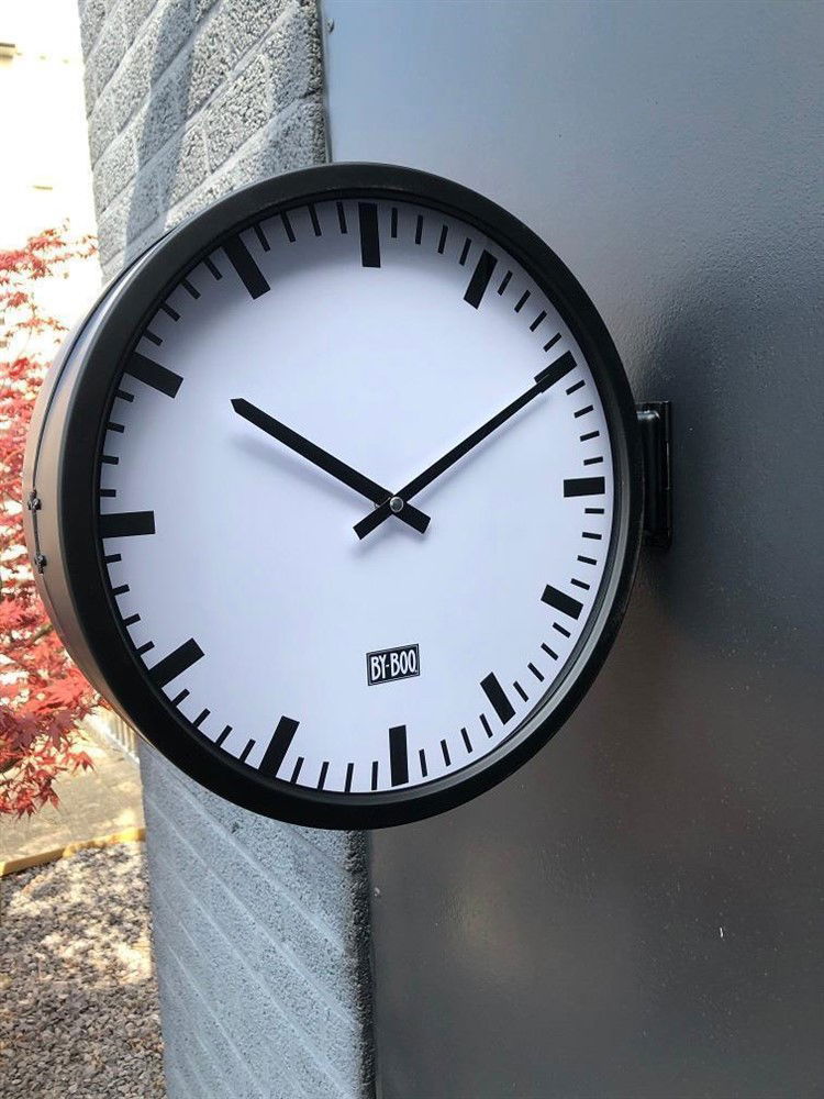 Prachtige industriële dubbel zijdige klok , zwart.klok - Afbeelding 2