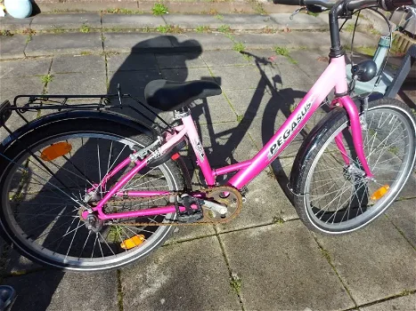 24 inch meisje fiets Kleur roze met versnellingen en terug traprem en handrem - 3