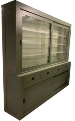 Buffetkast Engels groen - wit Epse 260 x 50/40 x 220cm soft close