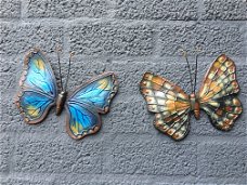 Gietijzeren vlinder, fraaie wanddecoratie, in kleur