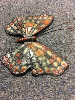 Gietijzeren vlinder, fraaie wanddecoratie, in kleur - 3