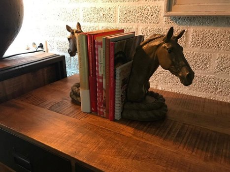 2 paardenbeelden als boekensteun, massief ijzer,prachtig - 4