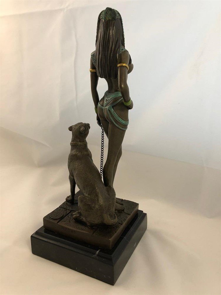 Een bronzen beeld van Cleopatra met PANTHER -green- - Afbeelding 8