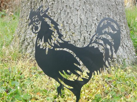 Silhouette van een haan, dierenfiguur, tuinsteker - 2