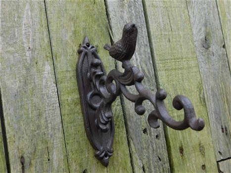 Wand haak - hanger, bloem haak, antiek bruin - 4