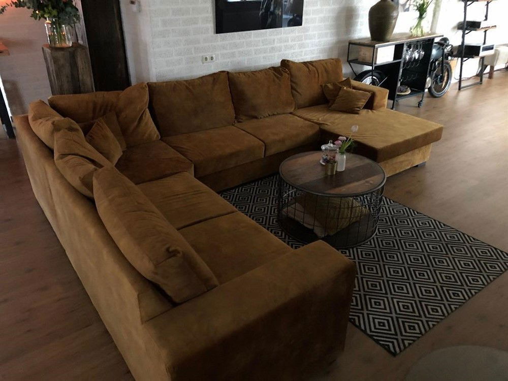 Prachtige forse nieuwe velours stoffen 4 delige U-lounge - Afbeelding 4