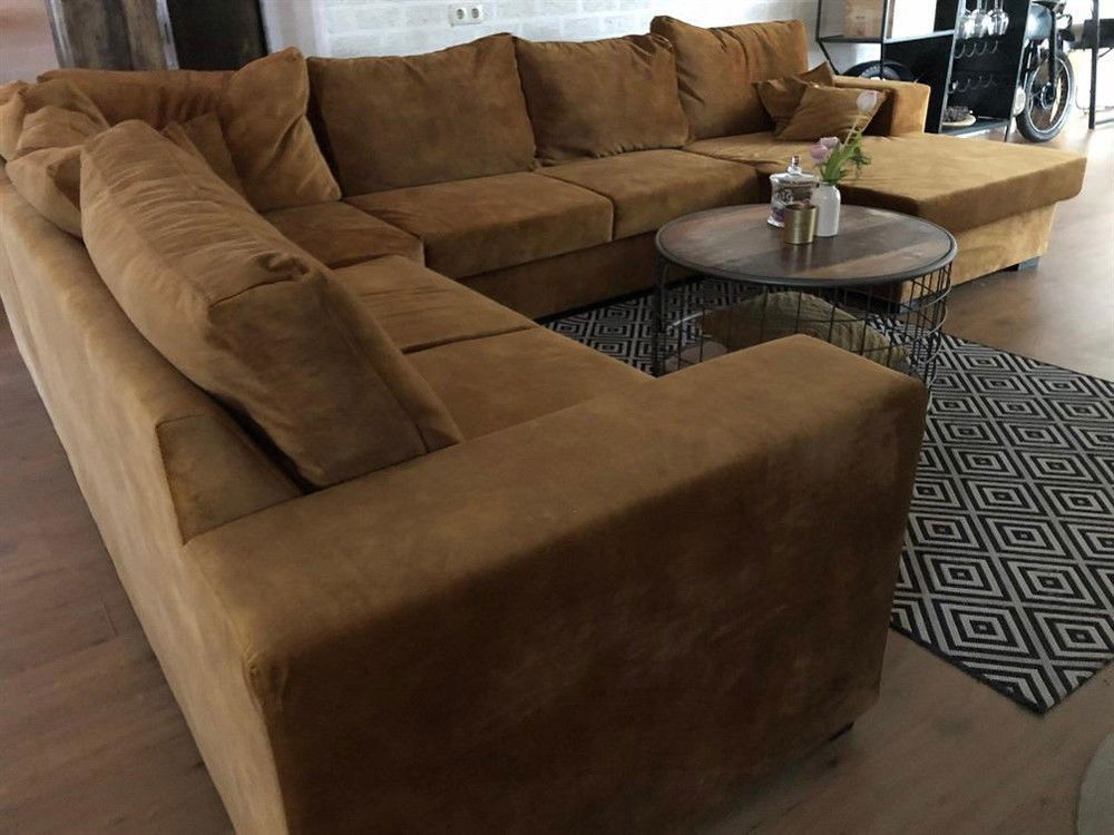 Prachtige forse nieuwe velours stoffen 4 delige U-lounge - Afbeelding 5