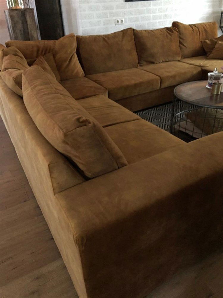 Prachtige forse nieuwe velours stoffen 4 delige U-lounge - Afbeelding 6