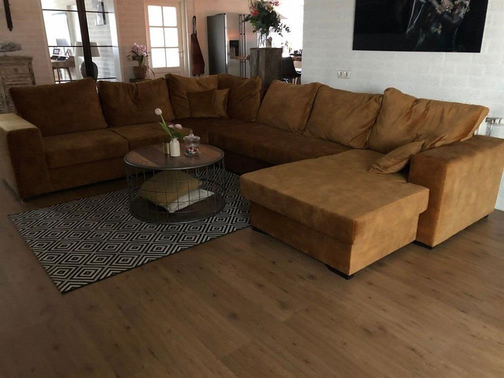 Prachtige forse nieuwe velours stoffen 4 delige U-lounge - Afbeelding 8