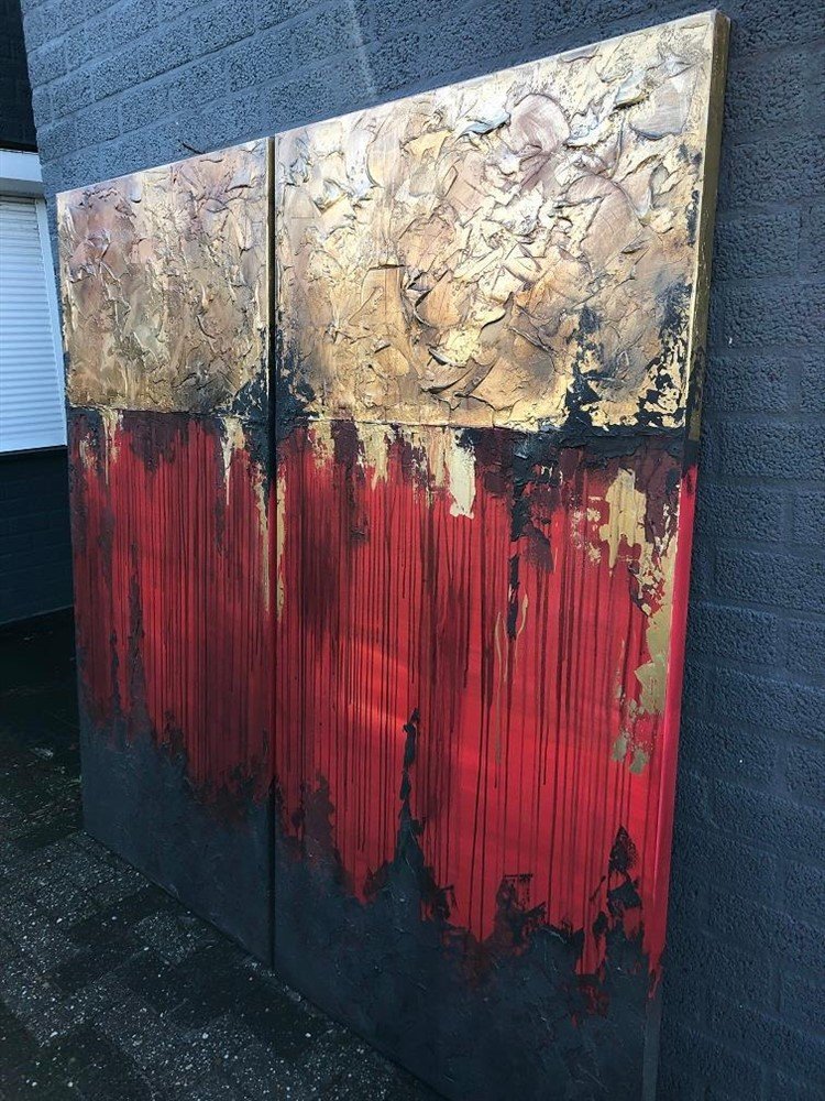 Tweeluik XXL schilderij made by Rob Hoogland. - nr. 1