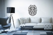 Wanddecoratie leeuw, wandornament ''Lion'', edelstaal, interieurdesign