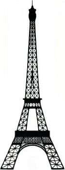 Silhouette Eiffeltoren, wanddecoratie / muurdecoratie, edelstaal, zwart - 1