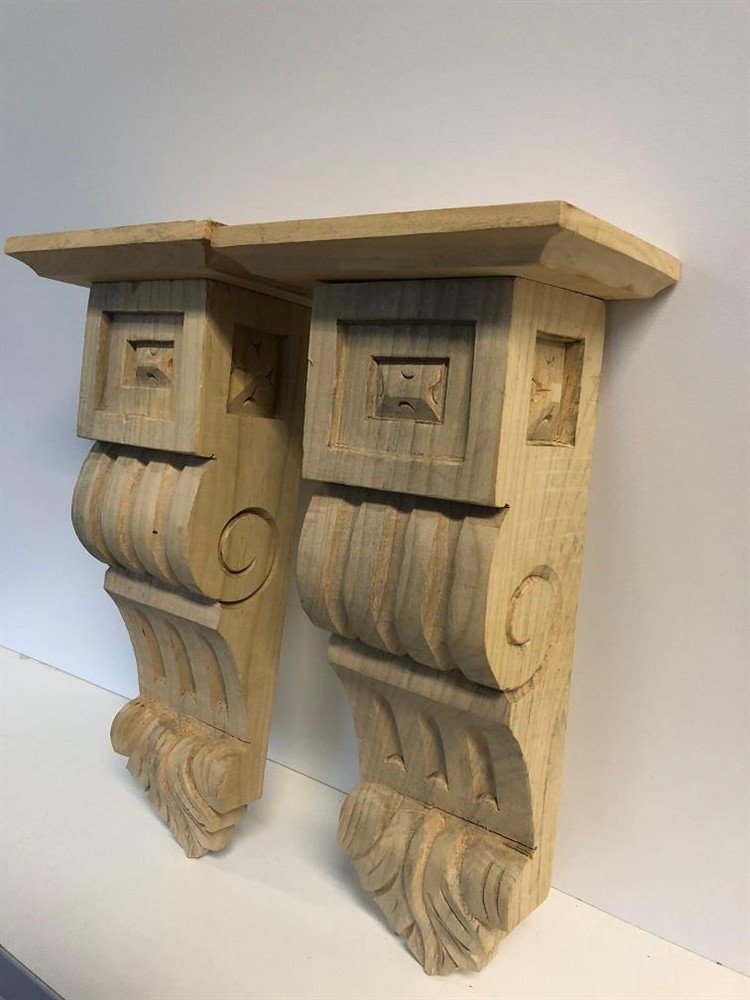 Fraaie set snaks,wandconsole met de hand gesneden hout - nr. 1