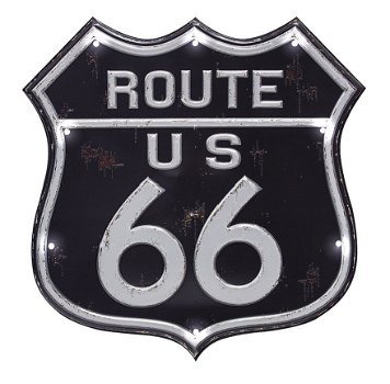 Route 66 wandbord, wanddecoratie, lichtgevend - 1