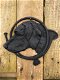Wandornament, hond met hoorn, zwarte muurdecoratie - 4 - Thumbnail