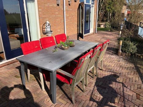 Tuintafel met 6 stoelen en 6 kussens - 1