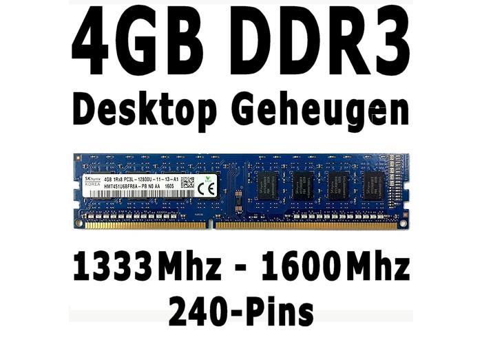 4GB DDR3 Geheugen, 1333 & 1600 Mhz, voor PC Desktops Non-ECC - nr. 1