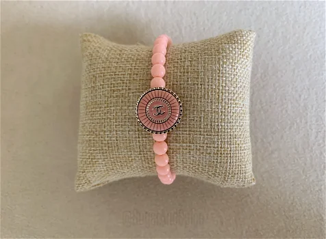 Kralen armband munt vintage stijl mix match ibiza zalm roze - 0