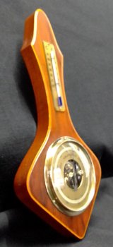 Vintage baro-/thermo,noten kl. montuur,jr, '31.5 , cm h, gst - 3