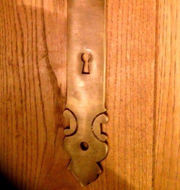 Lange-cotta plaat in messing patina, Biedermeier Deurbeschag - Afbeelding 2