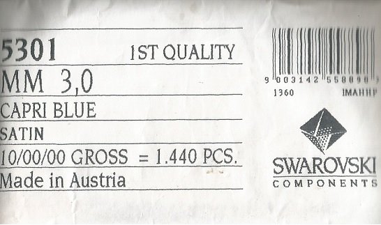 Swarovski 5301 Capri Blue Satin 3mm 2523 St. LIMITED EDITION - 1
