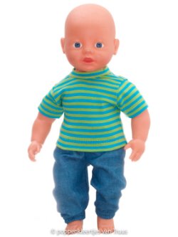 Baby Born 32 cm Jongens setje blauw/streep/groen