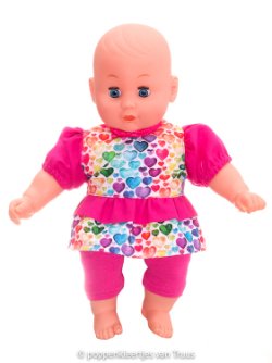 Popje 28 cm Jurksetje hartjes/multi