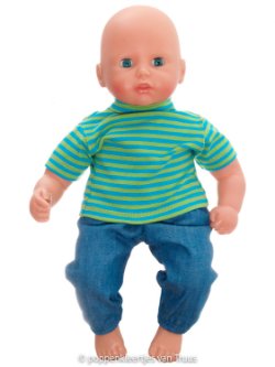 Annabel 36 cm Jongens setje blauw/streep/groen