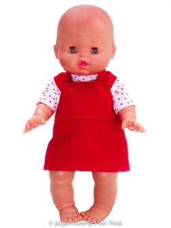 Paola Reina 34 cm Overgooier setje rood/wit/stip