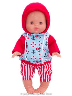 Paola Reina 34 cm 3 dlg. Setje rood/wit/streep ankers/boeien