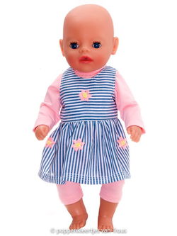 Baby Born Soft 36 cm Overgooier setje blauw/streep/bloem