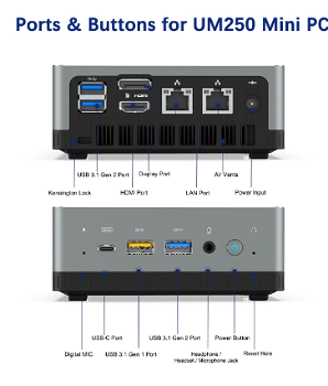 Minisforum UM250 MINI PC 16GB/512GB AMD Ryzen5 - 3