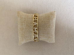 Mama cuff bangle armband hartjes strass gold plated NIEUW