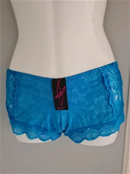 Dames Boxer Blauw met Kant Maat M - 0