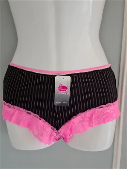 Dames Boxer Zwart/Roze met kant Maat M - 0