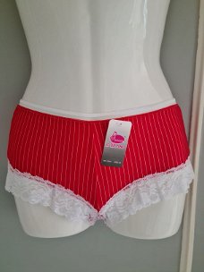 Dames Boxer Rood/Wit met kant Maat M