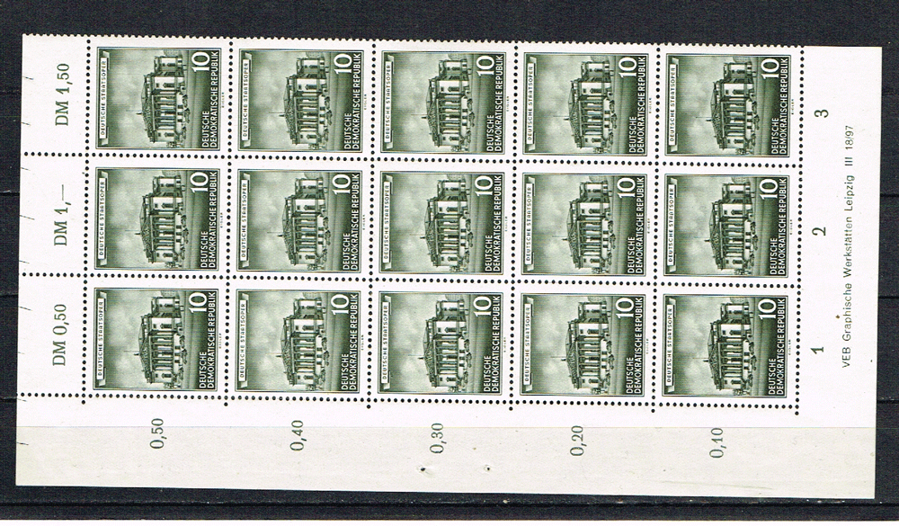 ddr-michel-492-veldeel-15-zegels-met-rand-pf hf 73 - nr. 1