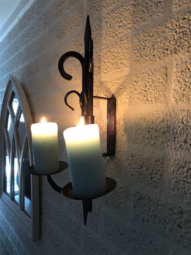 Prachtige smeedijzeren wandkandelaar-decoratie-kaars - Afbeelding 3