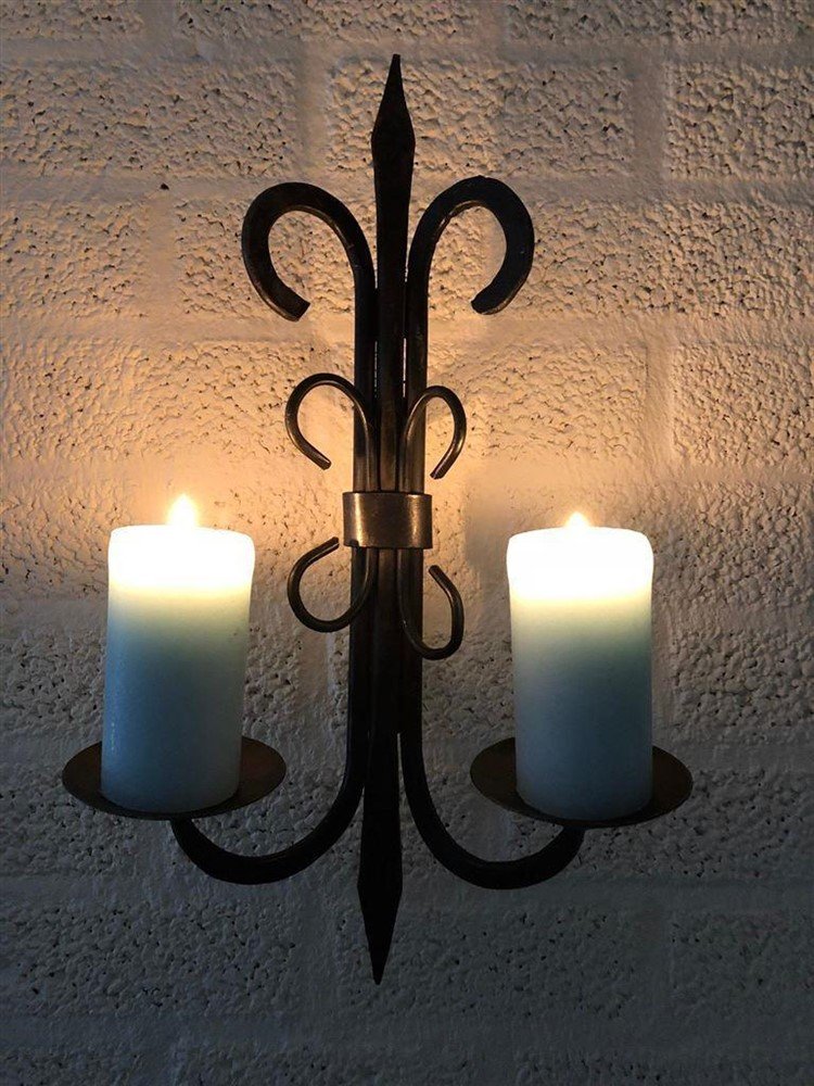 Prachtige smeedijzeren wandkandelaar-decoratie-kaars - Afbeelding 5