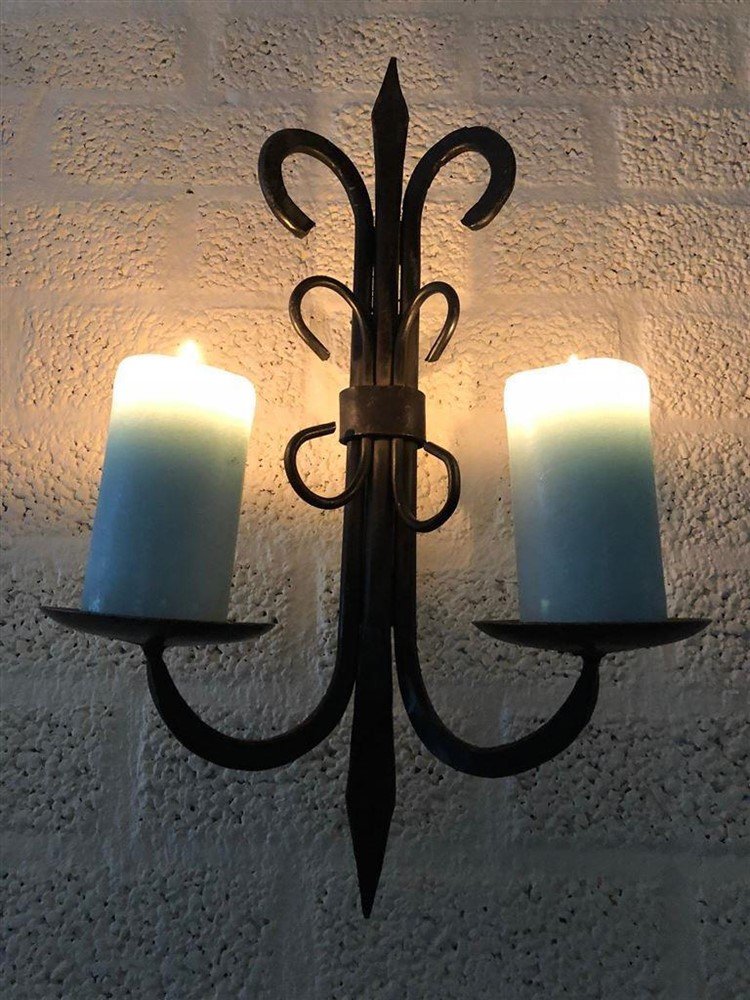 Prachtige smeedijzeren wandkandelaar-decoratie-kaars - Afbeelding 6