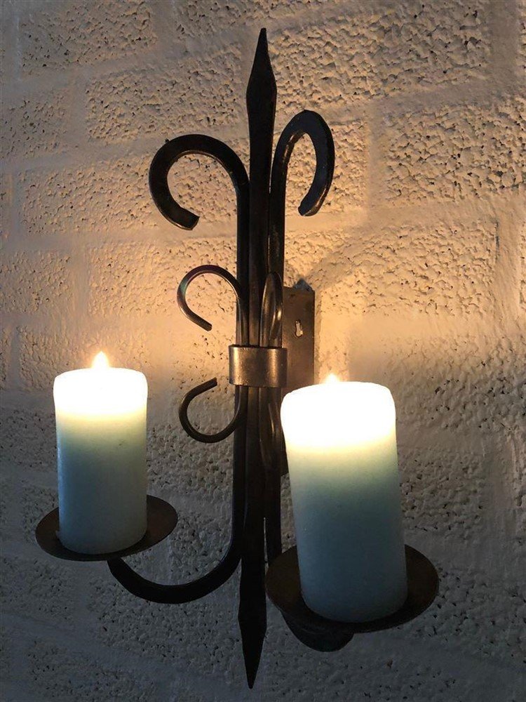 Prachtige smeedijzeren wandkandelaar-decoratie-kaars - Afbeelding 8