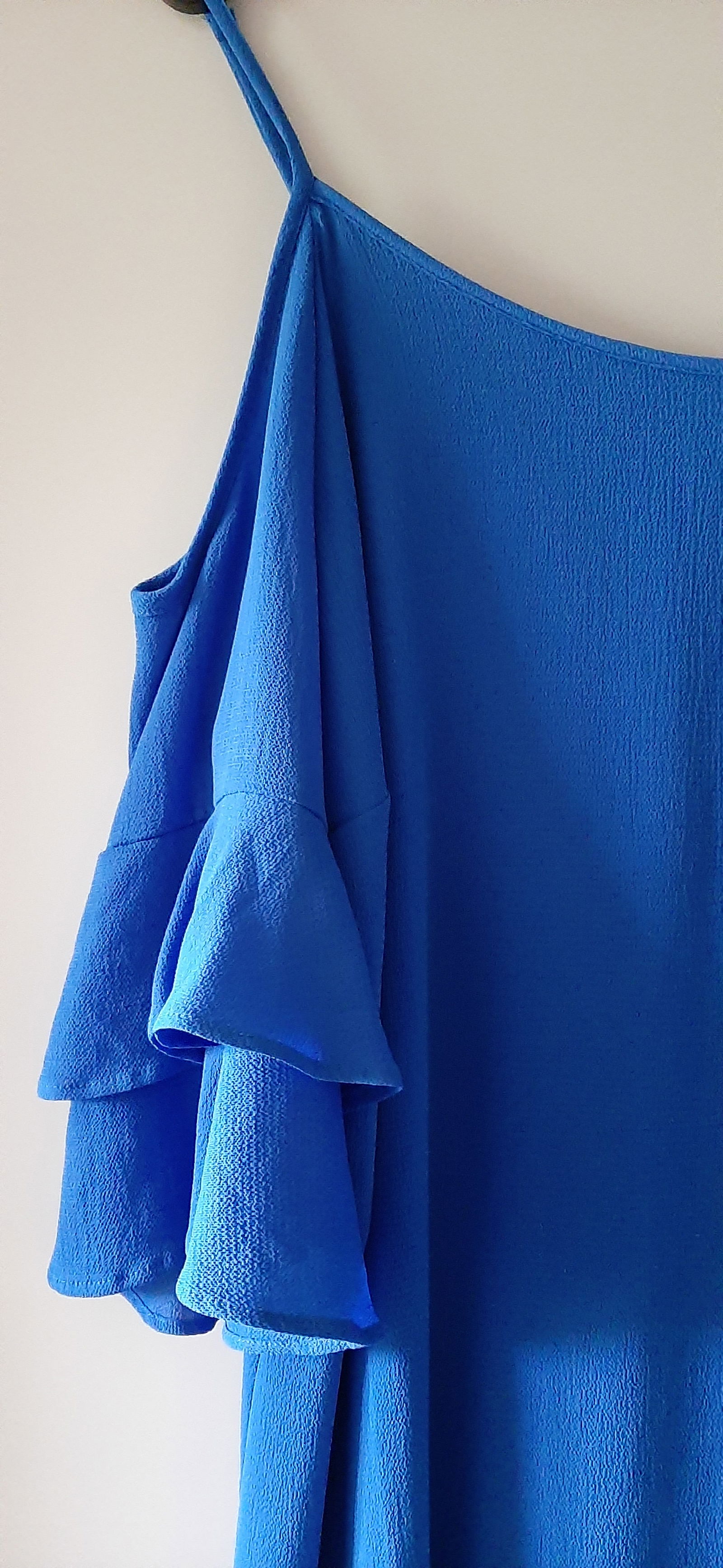 46 blauwe offshoulder jurk - Afbeelding 4