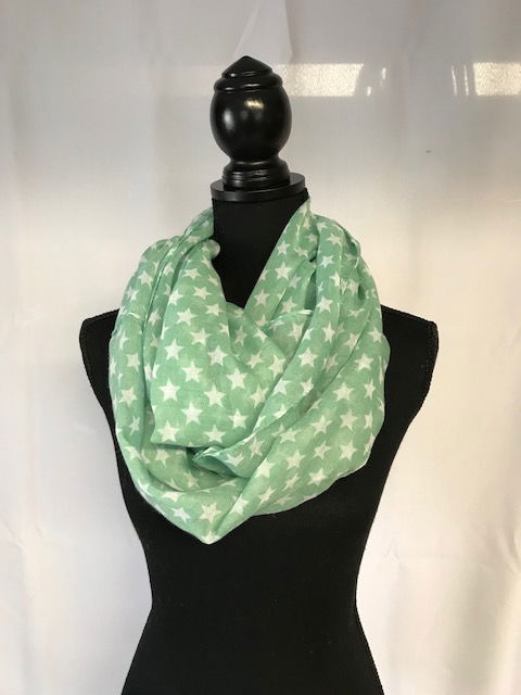 Mint groene colsjaal met sterren - nr. 1